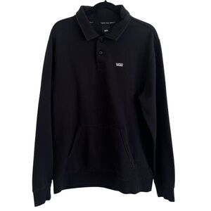 Vans Black Polo Style Sweatshirt Large